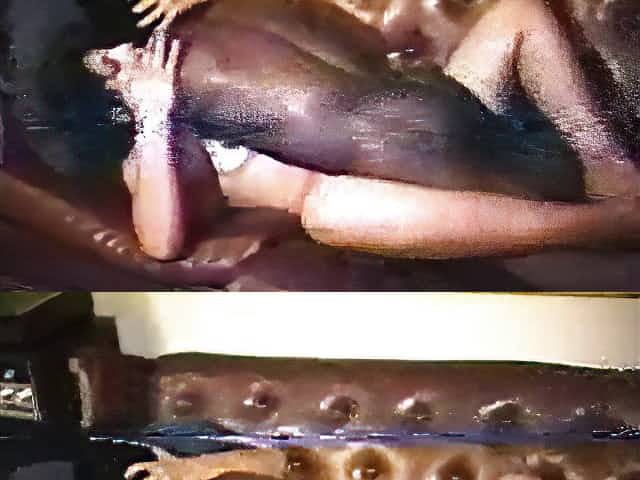Black cock fucks hairy white pussy