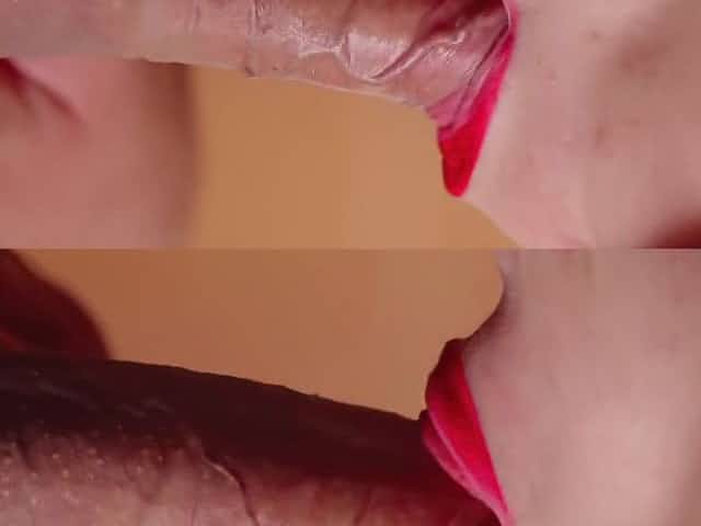 Juicy Red - Lips Blowjob And Cumshot In Slow Motion Close-up Fullhd