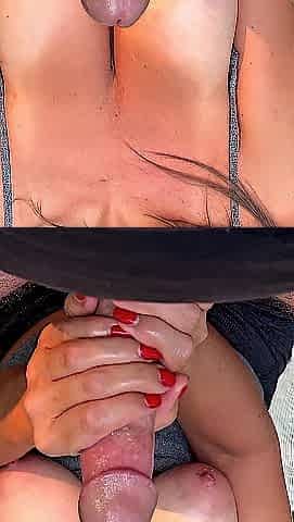 Breasty chick blows my load IN PUBLIC! Oral job and Screw outdoors