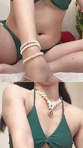 Petite Body Perfect Hairy Pussy Nature in Green Bikini