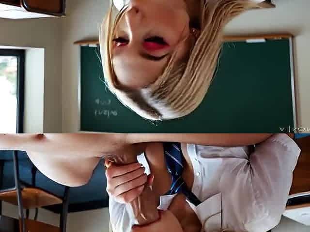 Large Breasts Teacher is Tempted by her Student with Large Shlong during a Intimate lesson - Ai Generated