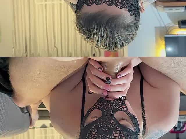 Blond Sweetheart Gives Oiled Up Hand Job & Blow Job with Jizz flow Hunk POV