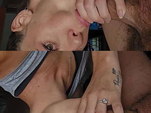 Very close-up BJ CUM in throat