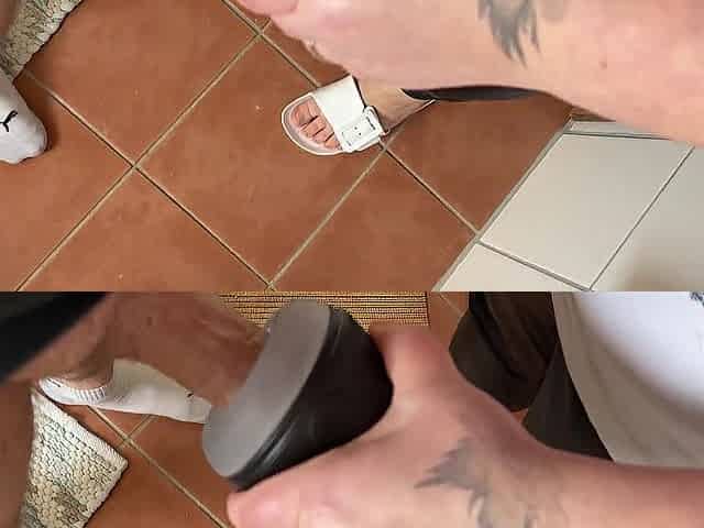 Vibrator tugjob ejaculation