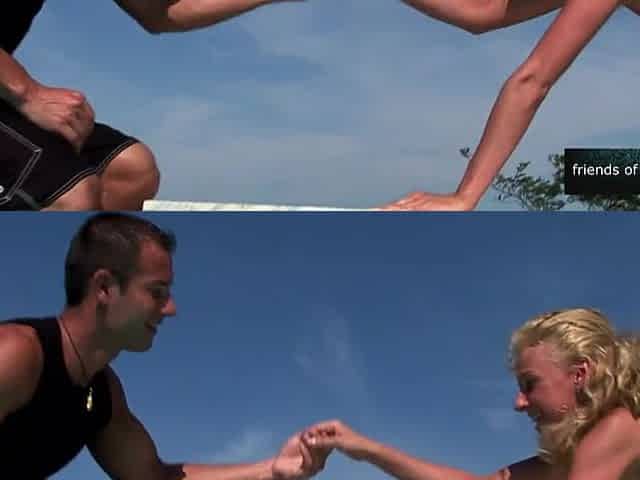 Great bang by the pool with a pretty golden-haired wench