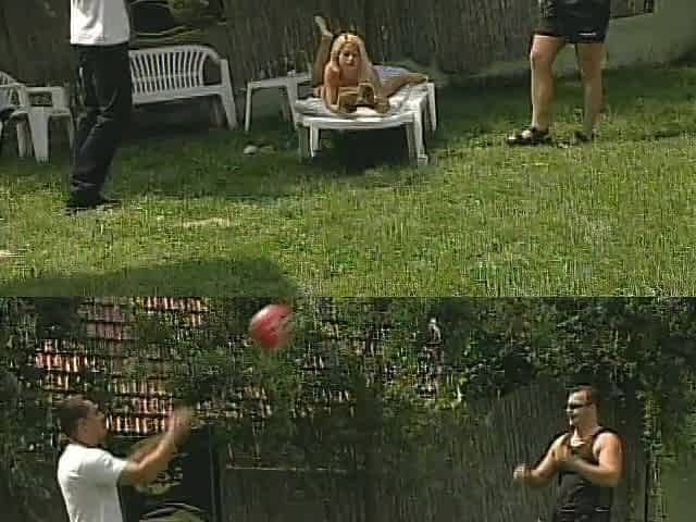 Large rod sucking anal permeated three-some in the garden
