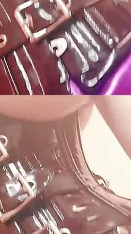 Sexual MILF in Purple Spandex Pvc Lingerie - Blonde
