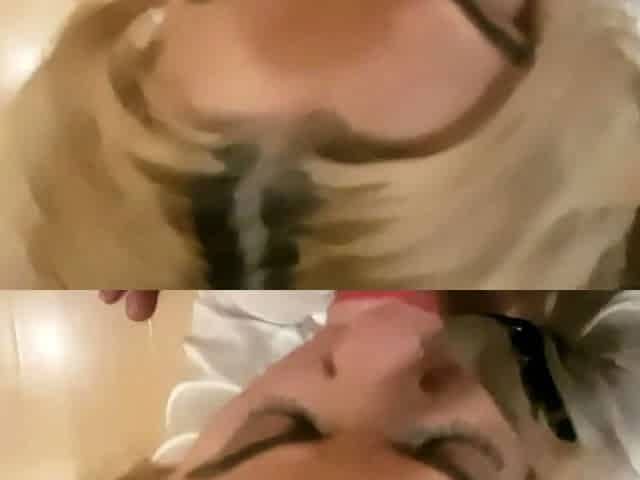 Stepmom Helps Stepson to Cum with Blowjob and Handjob
