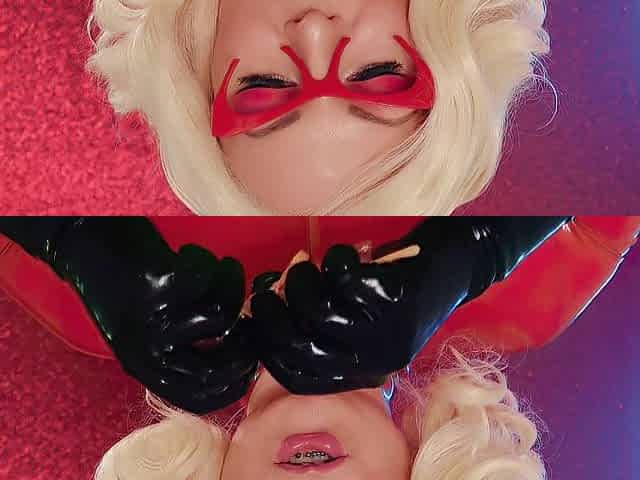 ASMR mukbang latex eating movie scene - in braces