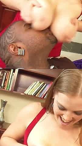 Blonde MILF Sierra Skye with big boobs gets fucked by black with huge cock