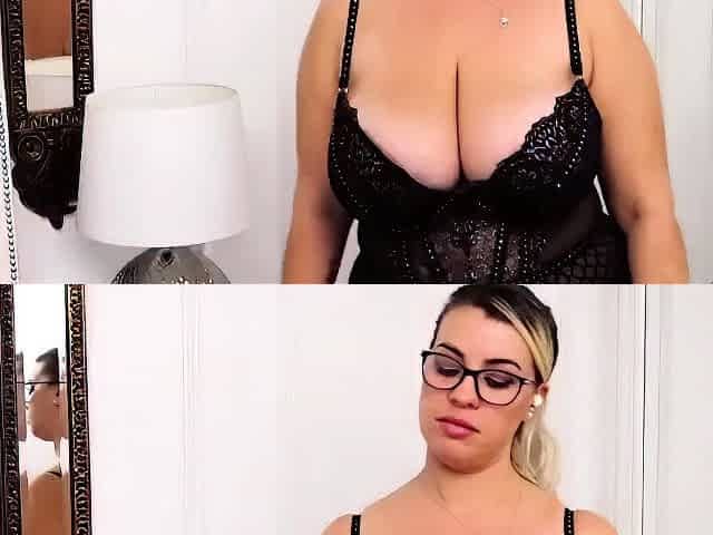 Cute blonde with big boobs solo