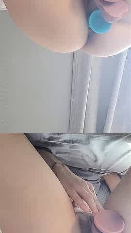 FTM Takes 2 Dildos In Juicy Vagina