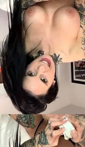 Massaging my new tits and DPing myself before bed