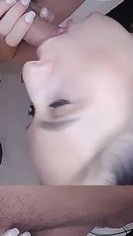 She Loves Drinking Cum From a Condom and Gargling Sperm After Slow Sensual Blowjob