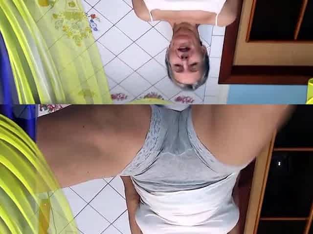 Old Sexy Lukerya. Long Pantaloons With Lace Cut Into The Pussy. Bottom View. Hairy Pussy And Big Round Ass