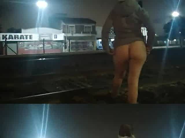 gal flashing in nature's garb in the street banging in public voyeurs and caught by the police