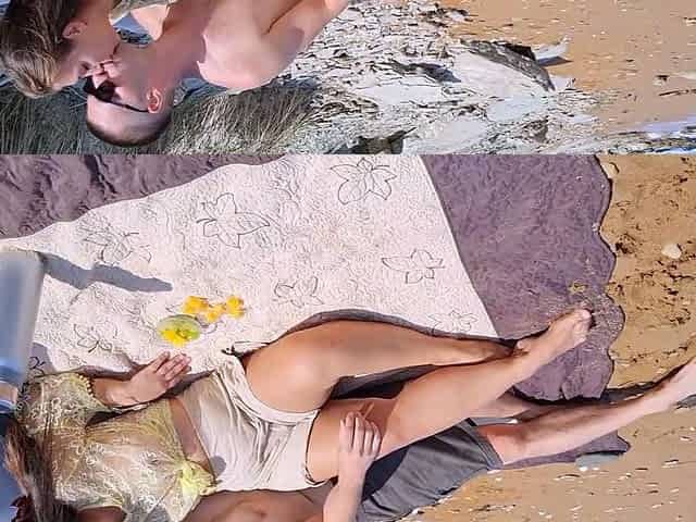 Sex on the nude beach with a naked whore in doggystyle -
