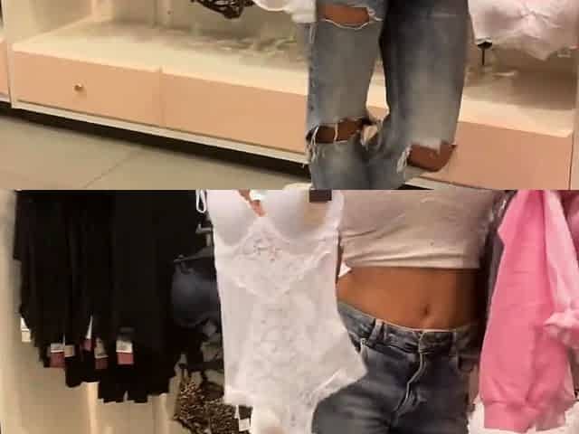 Big-Titted Teen Gives a Quickie in a Public Changing Room
