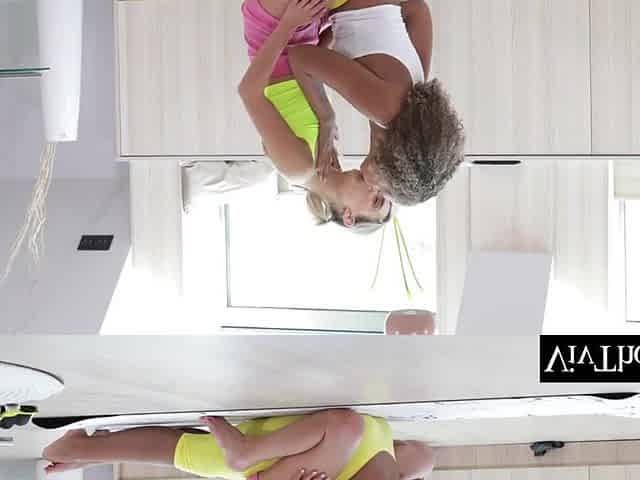 Interracial lesbo slide out of their cloths and make every other climax