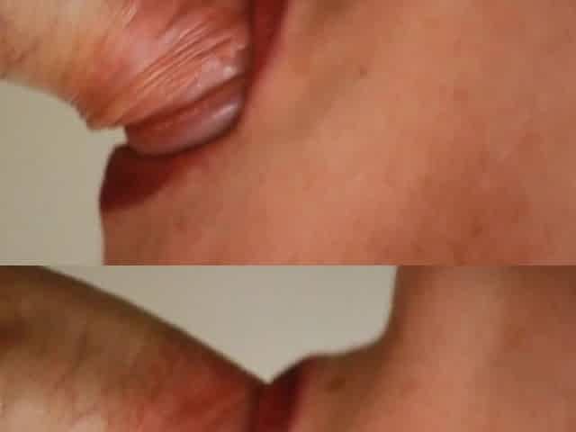 Close-up carnal teasing edging oral after a dry week results in a trickling throat full of cream