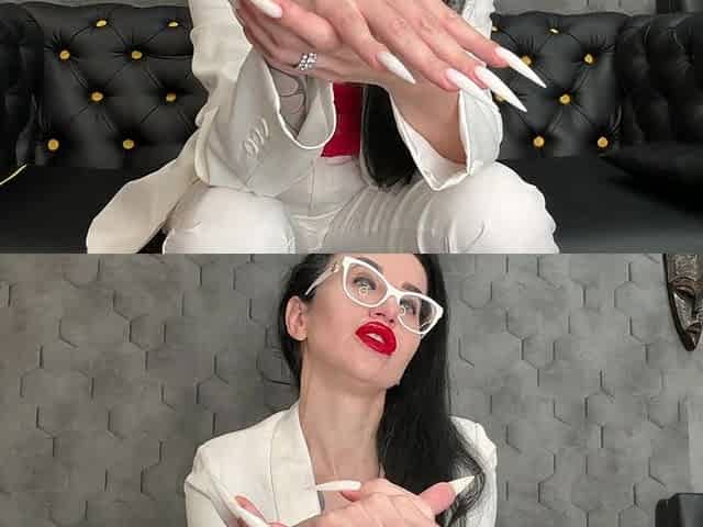 Hot White Color Long Nails, Sharp Claws, Long Fingers and Hands Worship