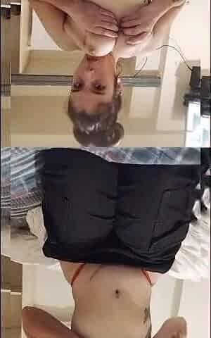 Amateur large-breasted woman asks me to film her and ends up enjoying my large jock