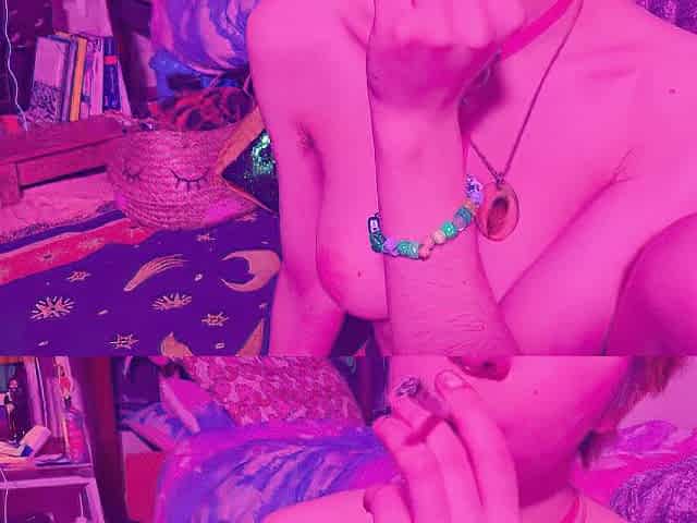 Nude smokin' in the pink room