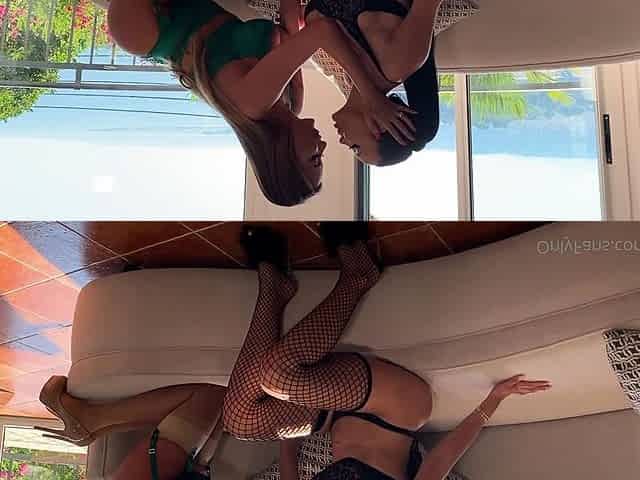 Lesbian Eve Angel licks big boobs