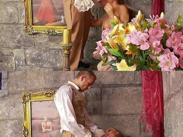 Horny blond in a gown gets her soaked twat liked in advance of screwing