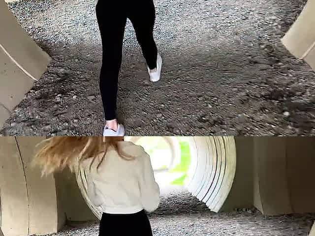 Tiny golden-haired gives oral pleasure and gets drilled during a hike