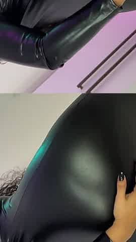 All-latex Brunette Getting Cum on Her Face and Ass - Raissa Conte