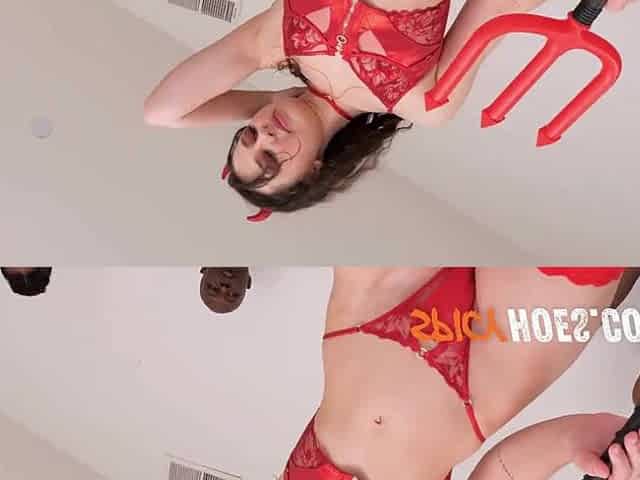 Hawt Sweetheart Clothed in Devil Outfit Getting Team-fucked by Five Ebony Males - Liz Jordan