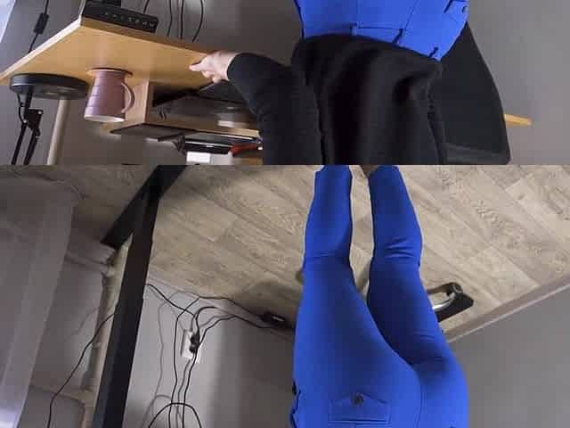 Sexy Secretary In Taut Trousers Teases Booty With Visible Panty Line