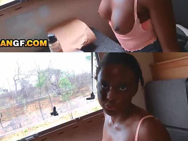 Real Black GF Gets Her Twat Pounded Outdoors By Large White Penis