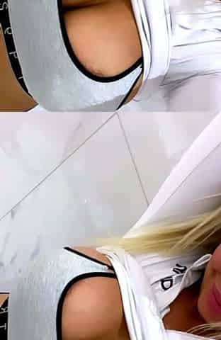 Cute blonde with big boobs solo