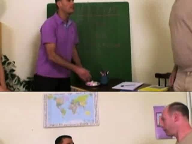 Schoolgirl fucked in trio