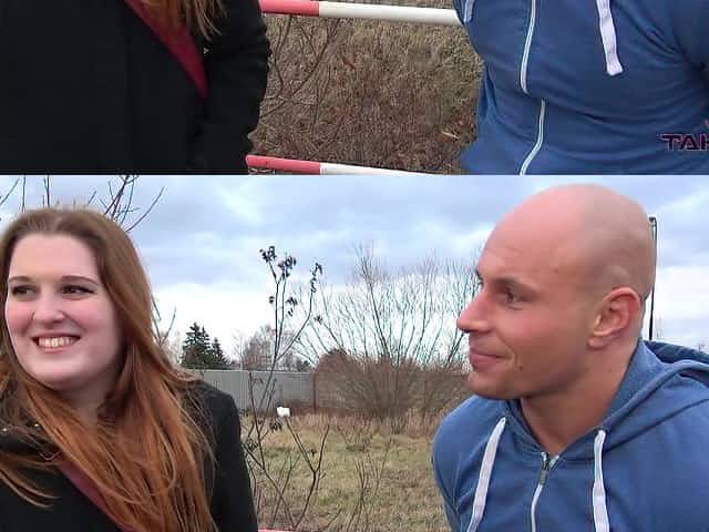 Redhead teen Ruby picked up on the streets and fucked in a car