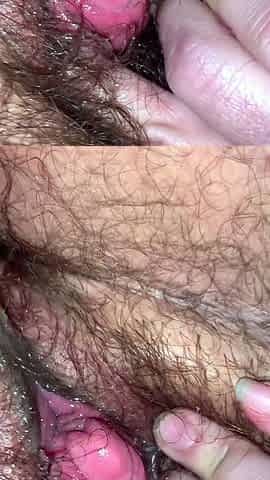 Hairy Slimy Pussy Fat Clit Jerk-Off