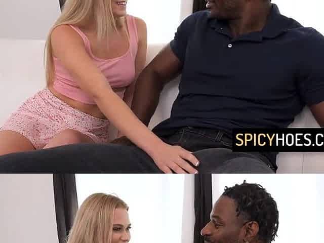 Golden-haired wench rode it on BF's ebony shlong until that babe had a huge climax