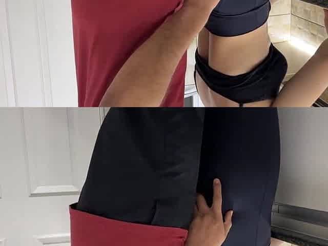 My maid is very sexy. I couldn't resist and came on her butt