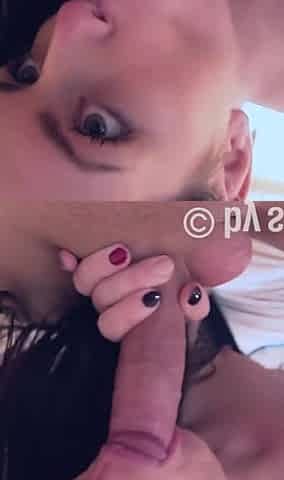 Sexgirl brunette with silicone tits