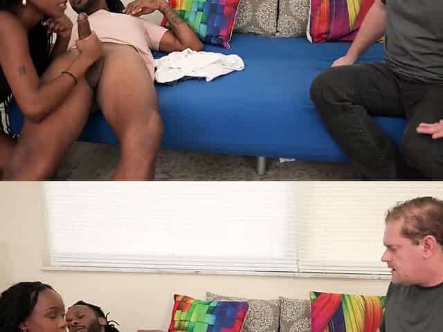 Skinny Ebony Mila Mars Suprise Her Cuckold BF with BBC