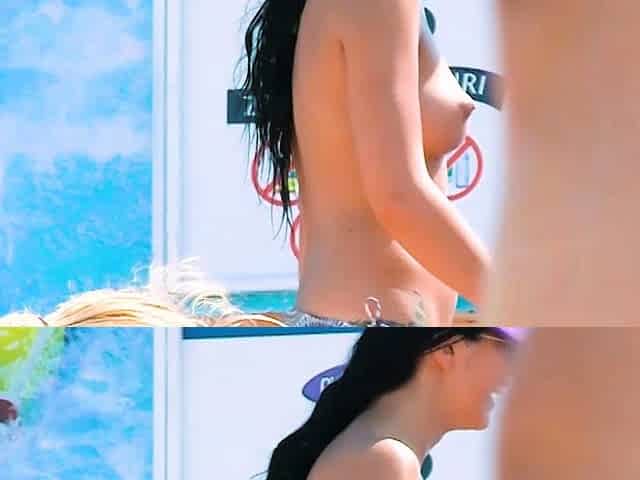 Beautiful fresh faced teen plays at the beach nude