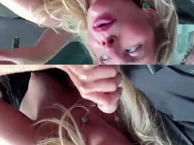 golden-haired student gets her face sprayed with sperm by her teacher