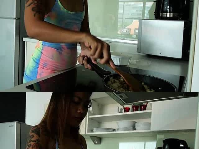 Fried rice and sex at home with cute Thai teen girlfriend