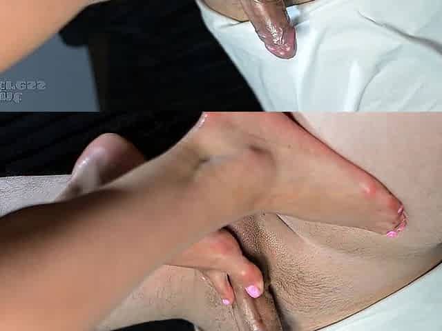 This guy took off my heels and I made him cum with my feet and toes