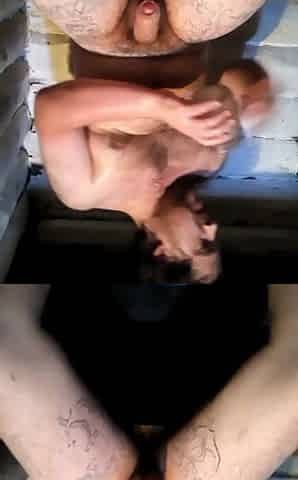 Homo cumming loudly during masturbation! His new sexy cum ends up in his booty!