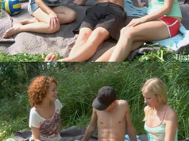 Incredible outdoor lover-sharing with naked babes Avina and Hailey