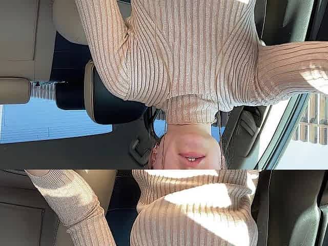 Breasty mommy brought herself to a public climax in the car!