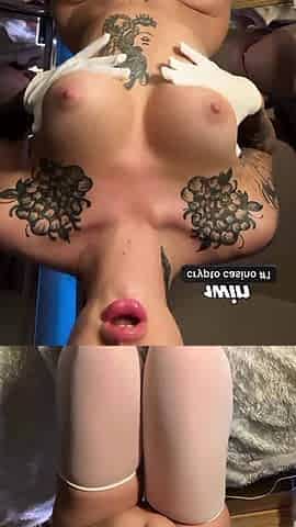 Tattooed honey with ample bra-stuffers rides dildo for explosive ass fucking orgasm - red-hot XXX!